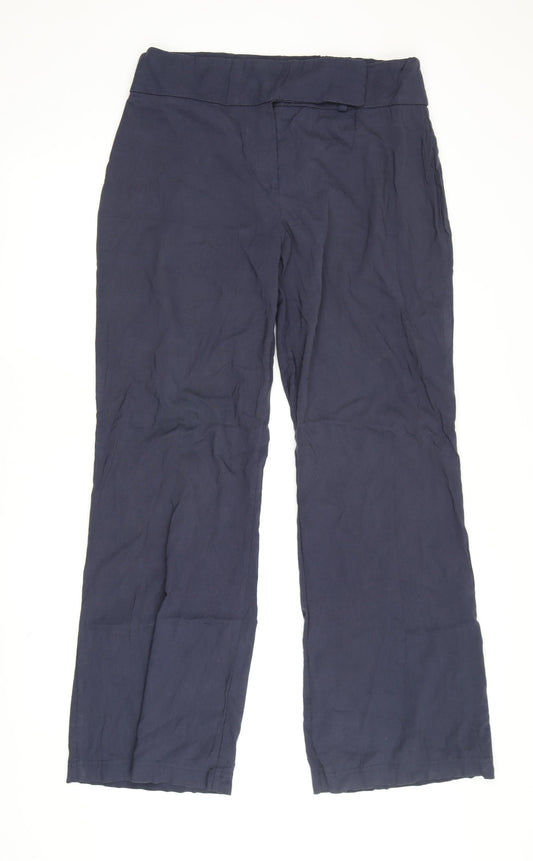 Amaranto Women's Blue Straight Trousers Size 14