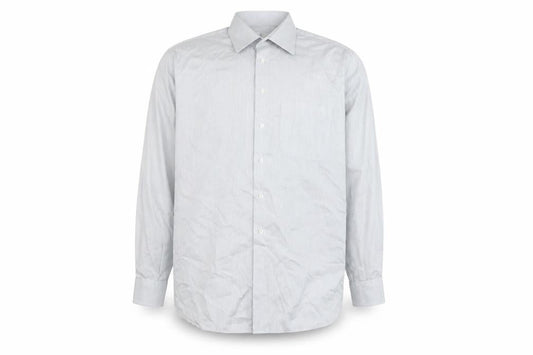 Fabio Inghirami Men's Grey Striped Dress Shirt, 15.5
