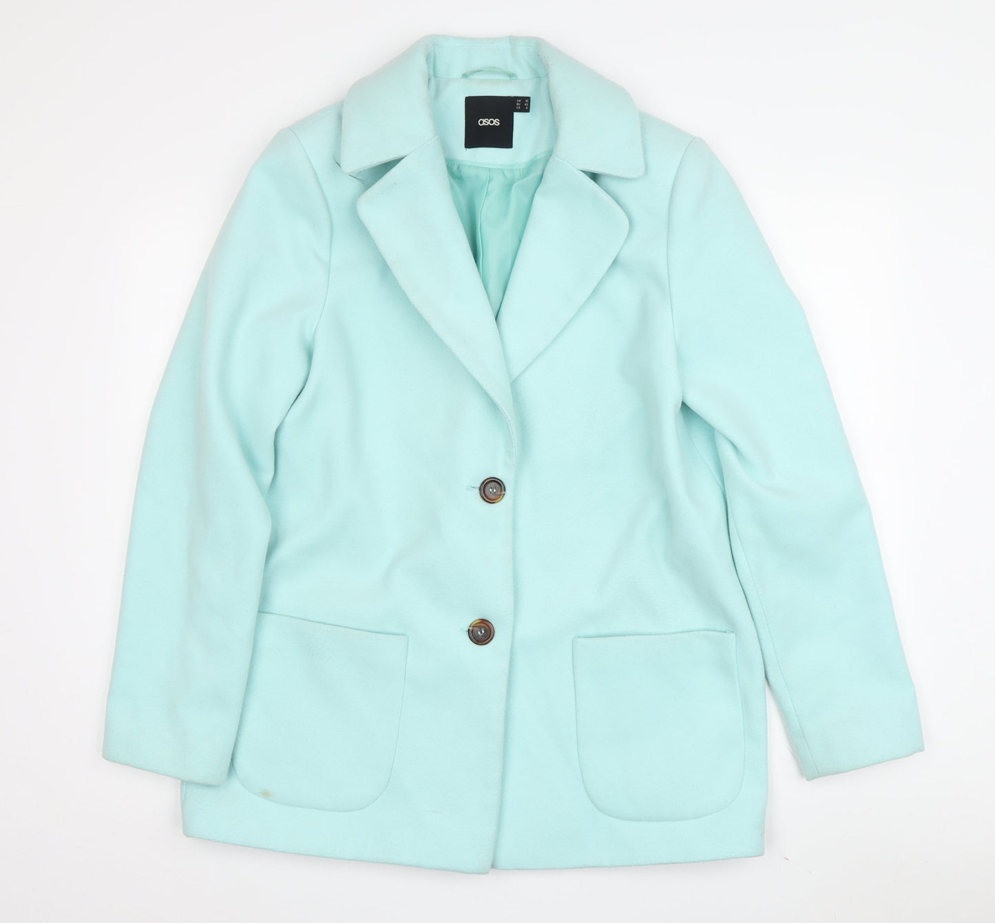 ASOS Women's Blue Coat Size 12 with Button Accents