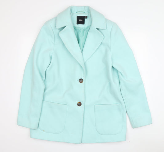 ASOS Women's Blue Coat Size 12 with Button Accents
