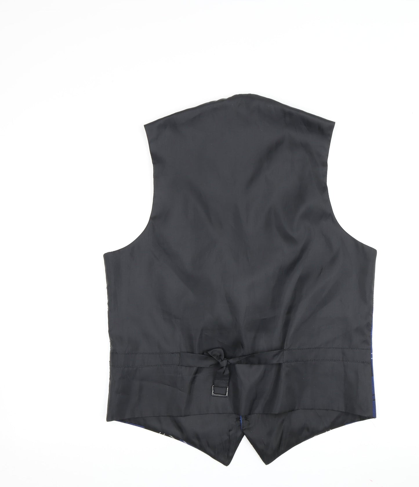 Get Shirty Men's Blue Check Waistcoat, Size 40, Formal Style