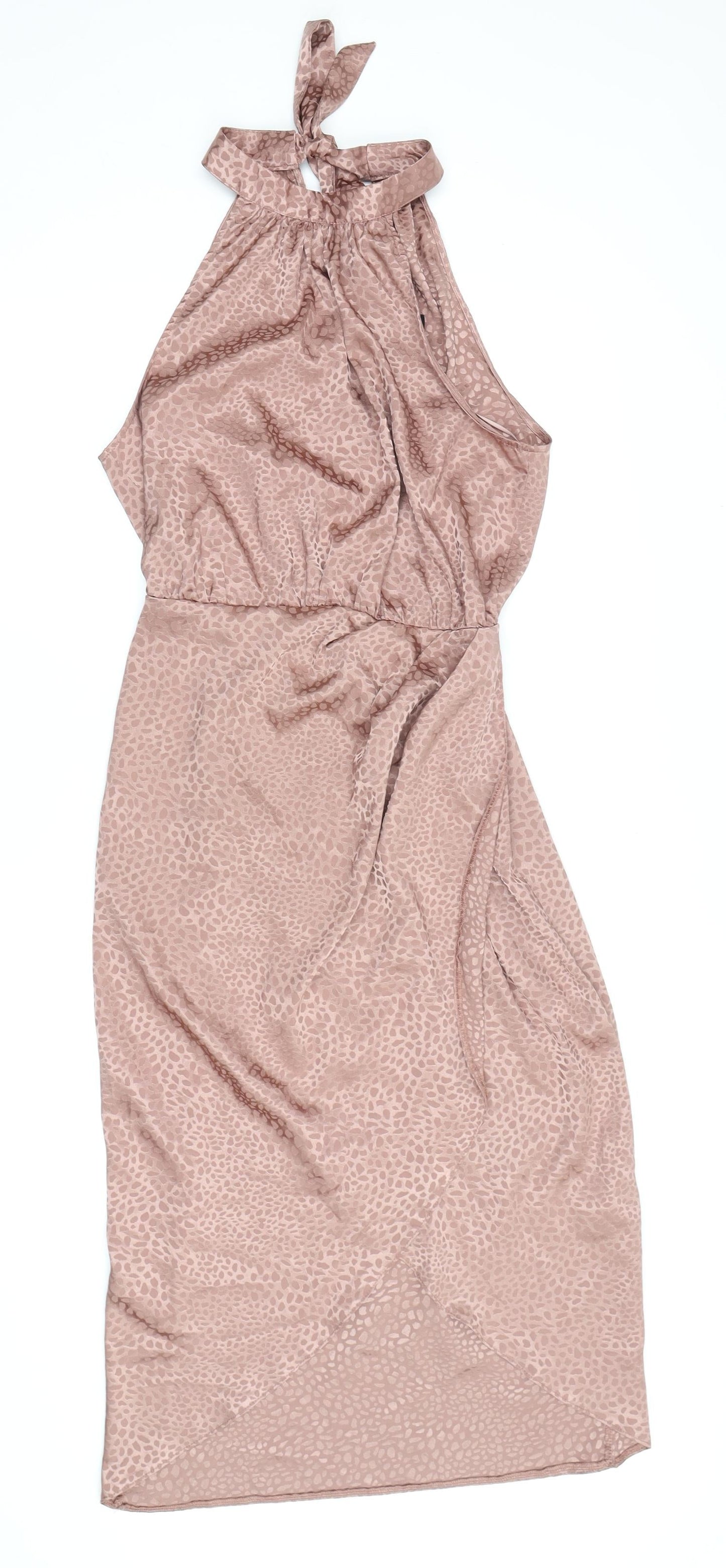 New Look Women's Brown Animal Print Halter Midi Dress