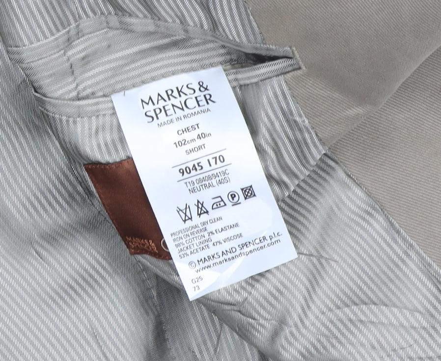 Marks & Spencer Men's Brown Blazer - Size 40S, Classic Fit, Autumn Ready