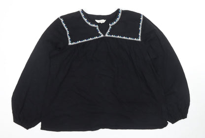 Marks & Spencer Women's Black Embroidered Blouse Size 10