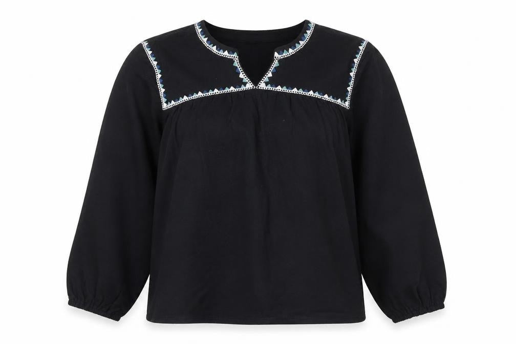 Marks & Spencer Women's Black Embroidered Blouse Size 10