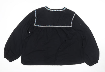 Marks & Spencer Women's Black Embroidered Blouse Size 10