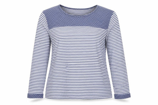 Maison de Nimes Women's Blue Striped T-Shirt Size 14