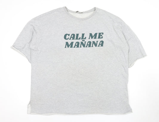 Zara Grey Unisex T-Shirt Size M with Crew Neck