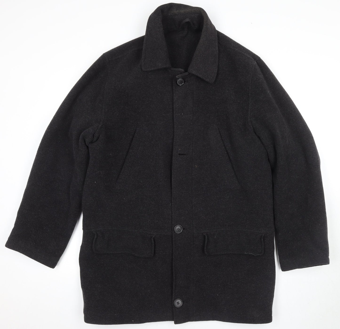 Carabou Men's Black Wool Overcoat S - Classic Style