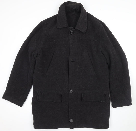 Carabou Men's Black Wool Overcoat S - Classic Style
