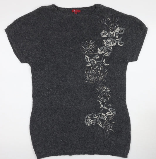 Morgan Womens Grey Lambswool Angora Pullover M