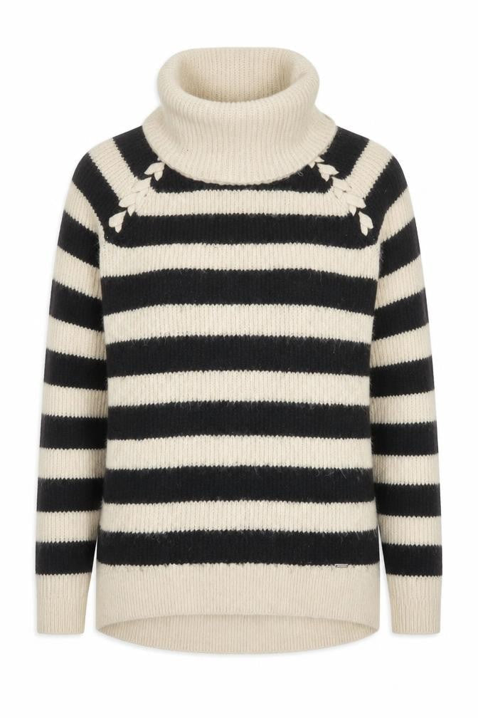 Hollister Women's Black Striped Pullover Jumper M