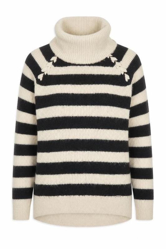 Hollister Women's Black Striped Pullover Jumper M