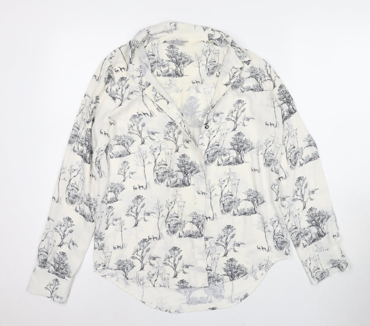 H&M Women's White Button-Up Shirt Size 8