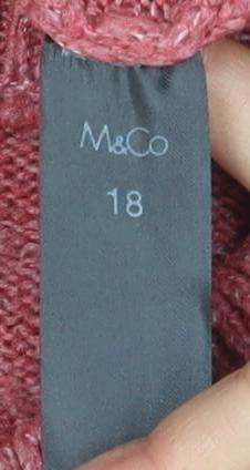 M&Co Women's Pink Mock Neck Pullover Jumper, Size 18