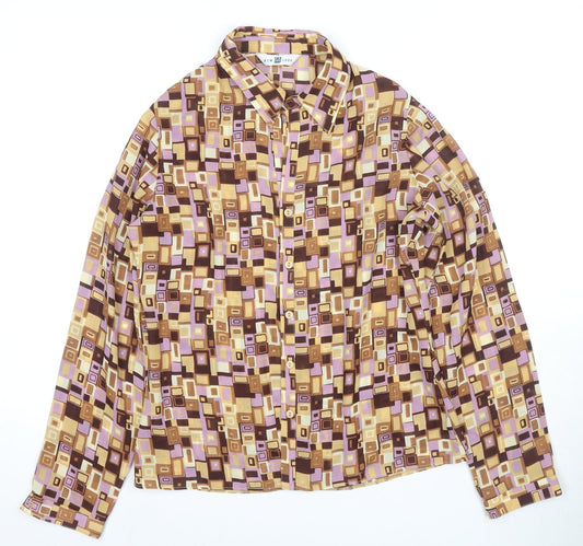 New Look Women’s Geometric Button-Up Shirt, Size 12, Multicoloured