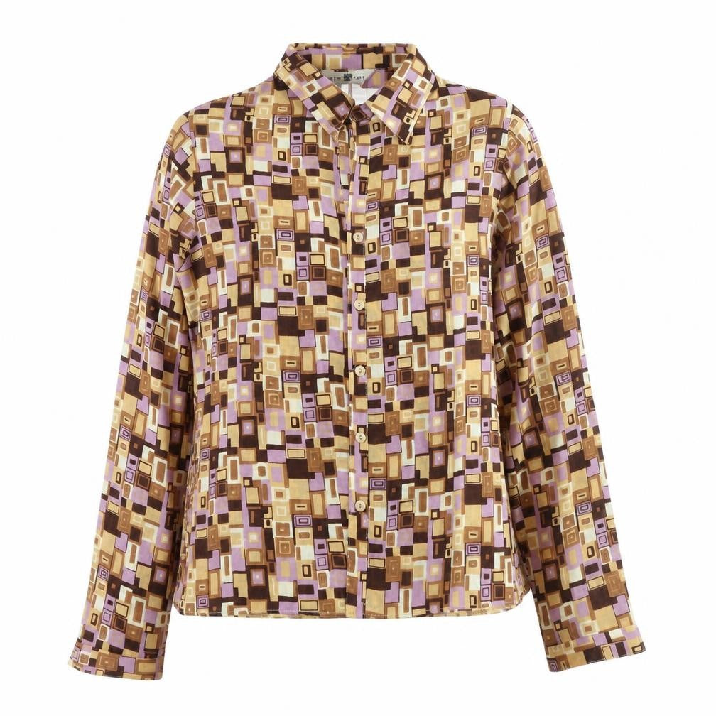 New Look Women’s Geometric Button-Up Shirt, Size 12, Multicoloured