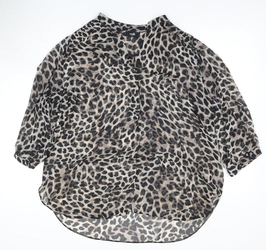 Wallis Women’s Black Animal Print Blouse XL Tunic