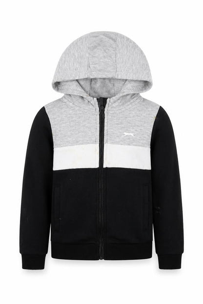 Slazenger Boys Grey & Black Full Zip Hoodie, 4-5 Years