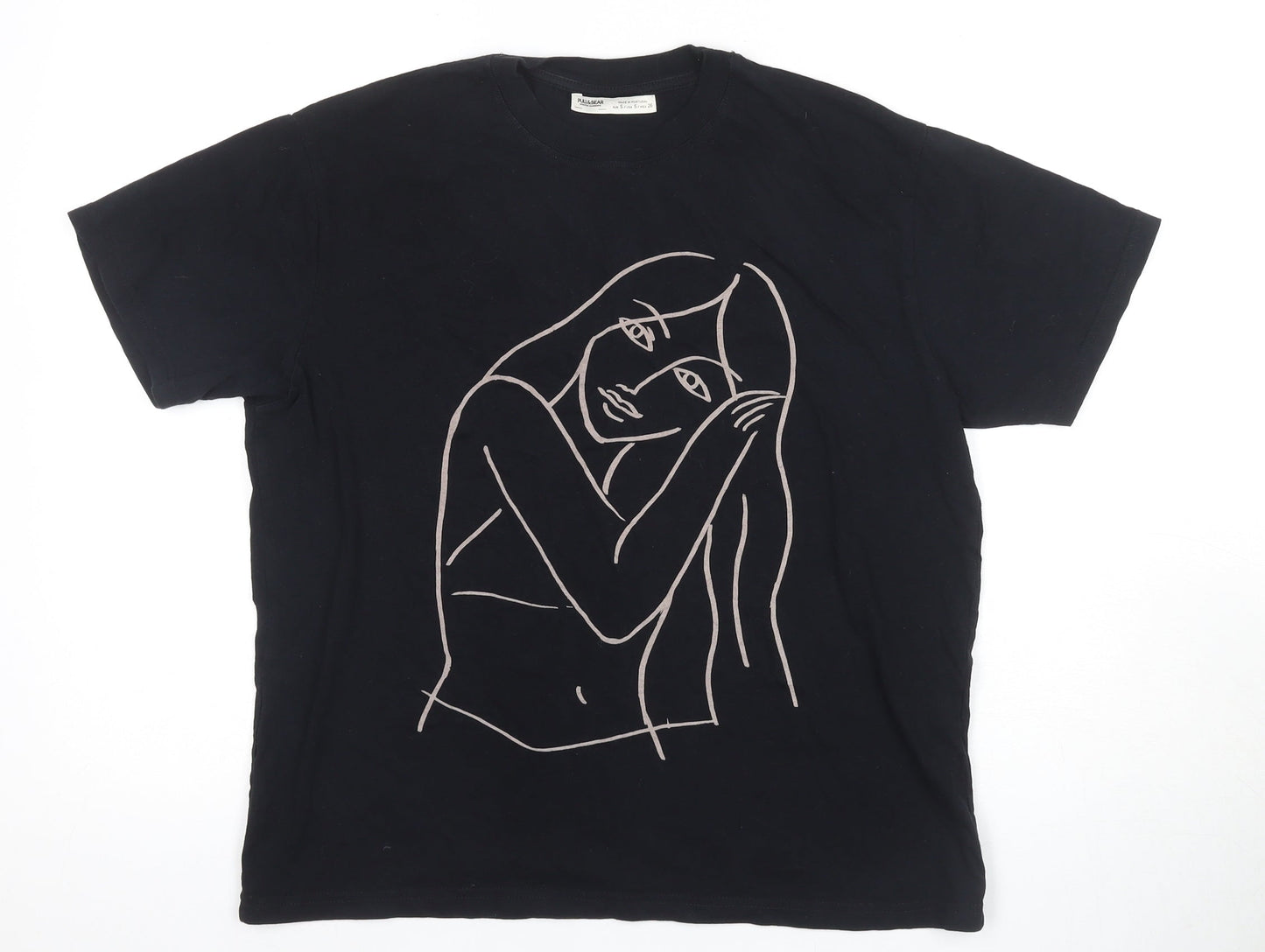 Pull&Bear Black T-Shirt, Size S, Unisex