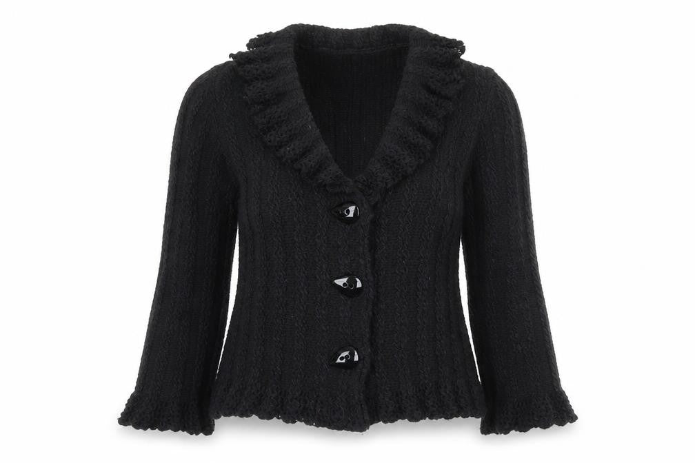 M&Co Women's Black Collared Cardigan - Size 10