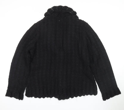 M&Co Women's Black Collared Cardigan - Size 10