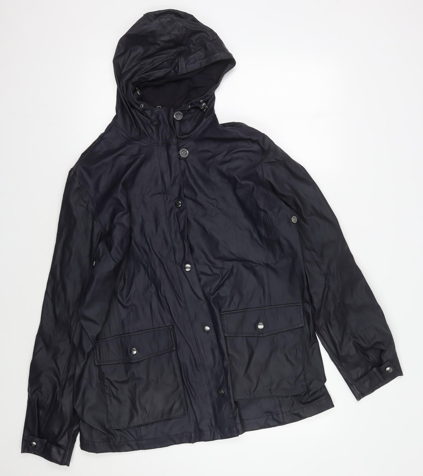 Lands' End Men's XL Black Hooded Rain Coat