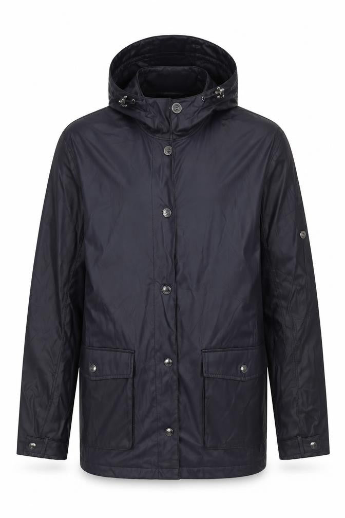 Lands' End Men's XL Black Hooded Rain Coat