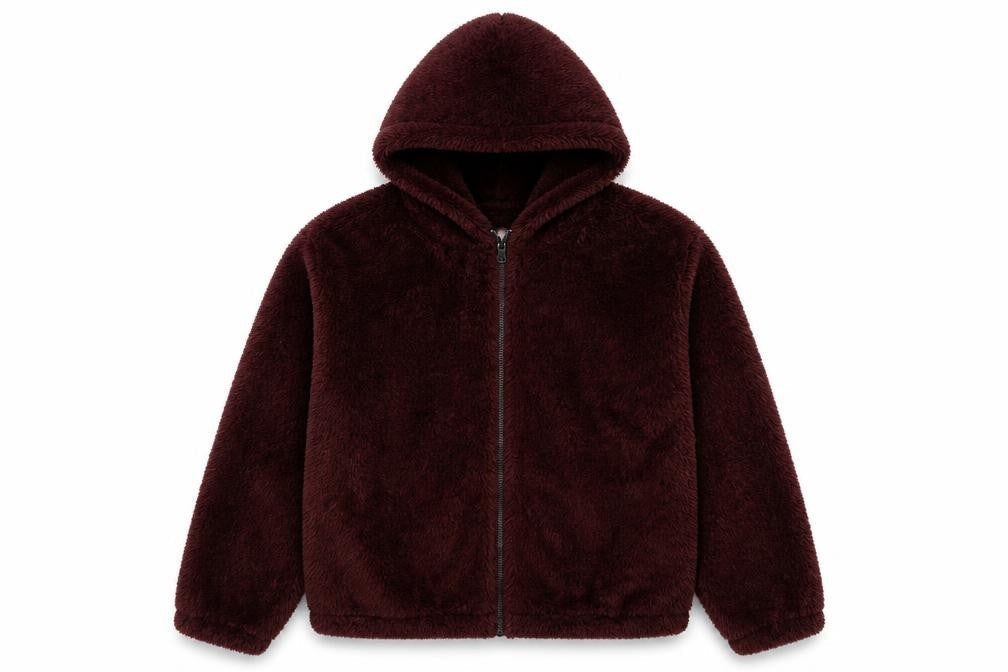 PULL&BEAR Men’s Brown Fleece Hooded Jacket M