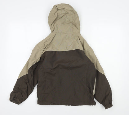 Back view of Animal boys’' xs beige brown hooded puffer jacket - winter essential