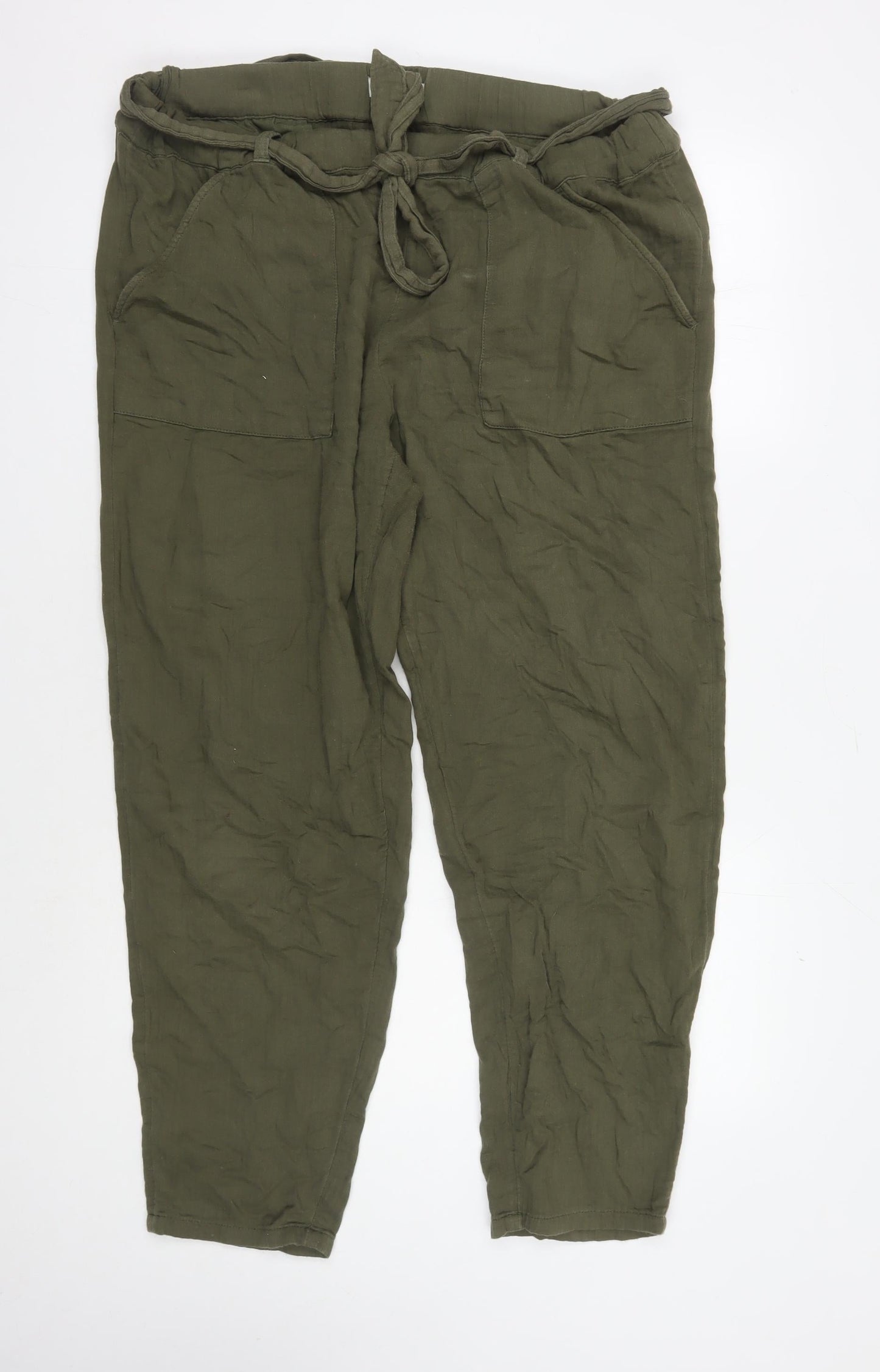 Marks and Spencer Women's Green Relaxed Trousers
