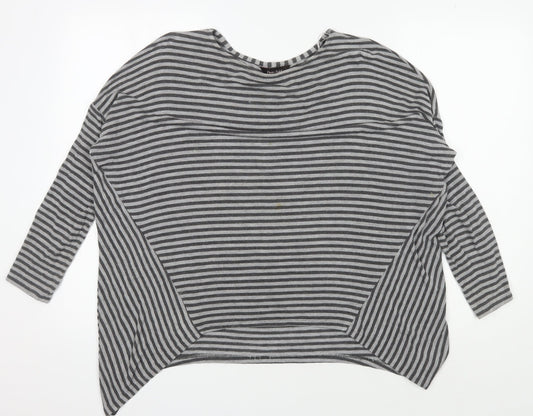 Phase Eight Women's Grey Striped Cotton Top Size 10