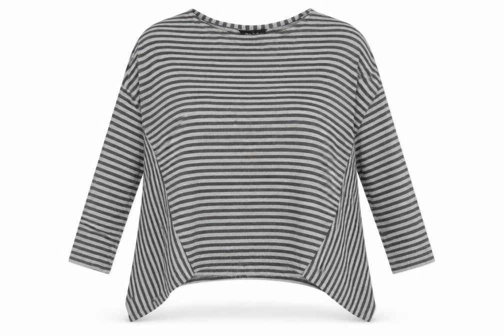Phase Eight Women's Grey Striped Cotton Top Size 10