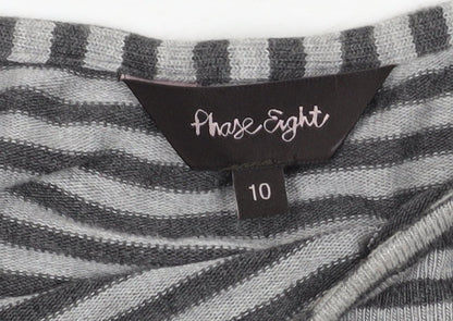Phase Eight Women's Grey Striped Cotton Top Size 10