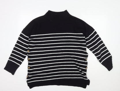 JoJo Maman Bébé Women's Black Striped Pullover Jumper, S