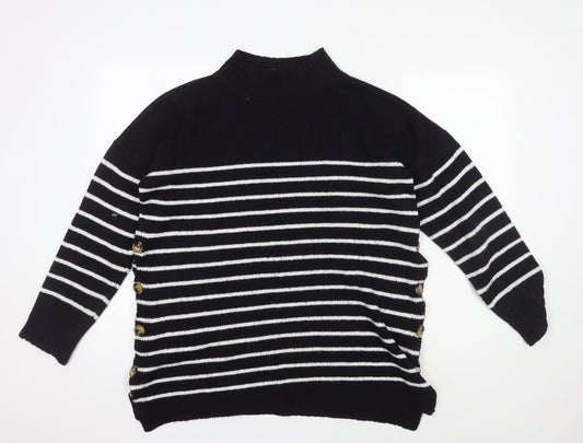 JoJo Maman Bébé Women's Black Striped Pullover Jumper, S