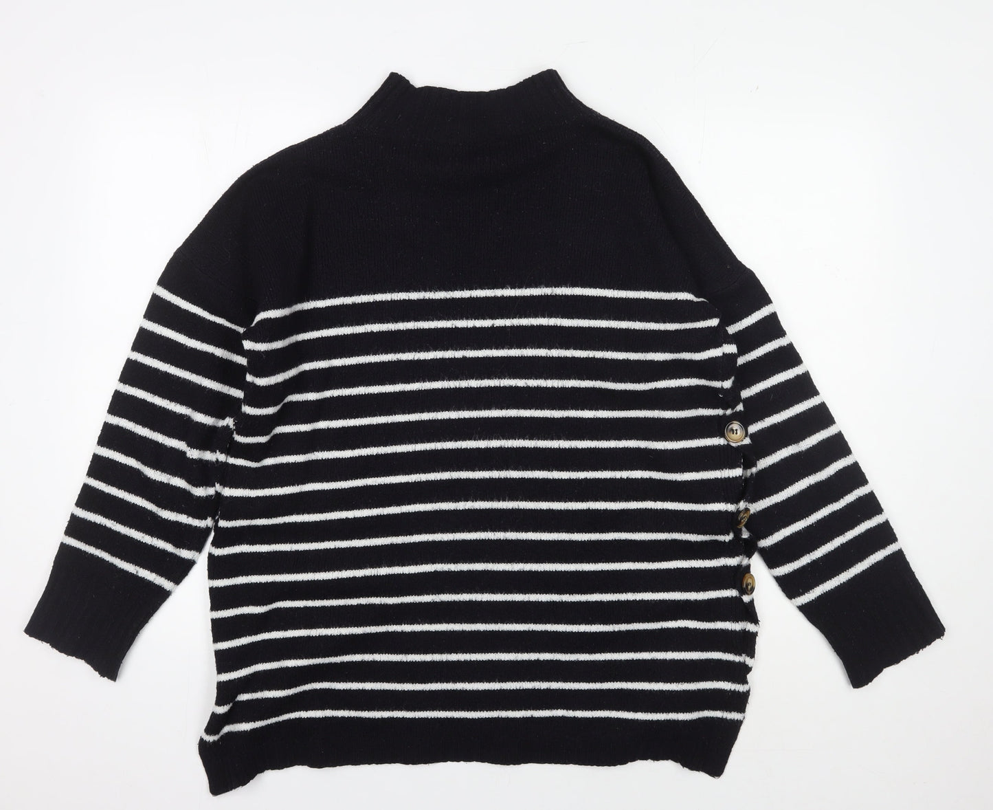 JoJo Maman Bébé Women's Black Striped Pullover Jumper, S