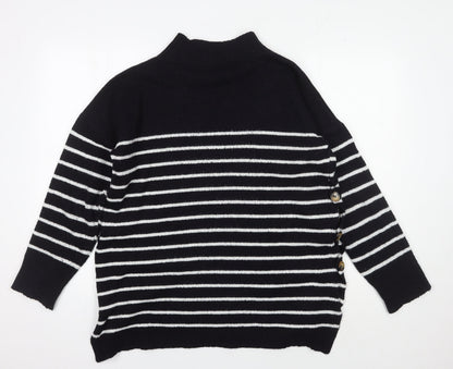 JoJo Maman Bébé Women's Black Striped Pullover Jumper, S