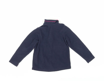 Back view of Decathlon girls’ blue fleece 1/2 zip sweatshirt 4-5 years