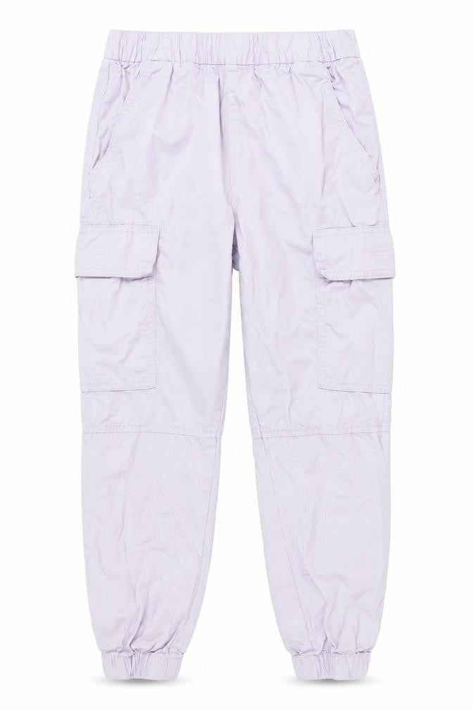 H&M Girls Lilac Cargo Trousers, Size 9, Cotton, Elastic Waist