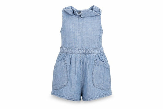 Next Unisex Blue Dungaree 12-18 Months Cotton Chambray