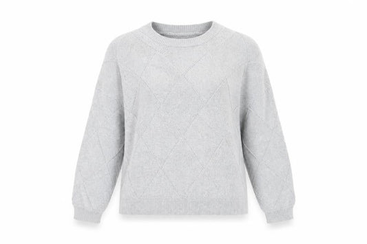 Apricot Women's Grey Argyle Pullover Jumper UK 14