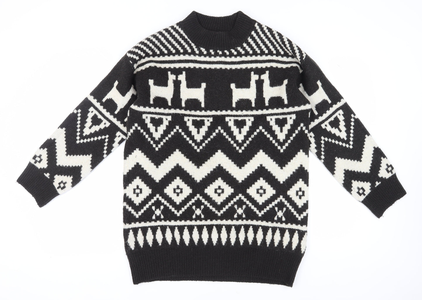 H&M Women’s Black Animal Print Pullover Jumper, Size S