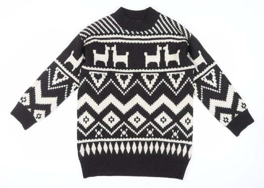 H&M Women’s Black Animal Print Pullover Jumper, Size S
