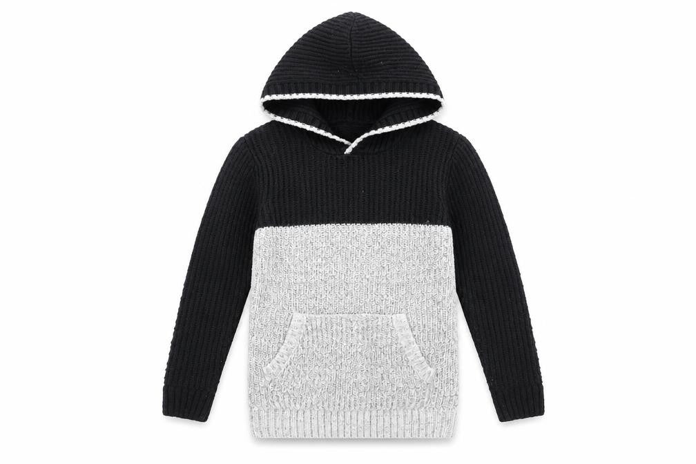 Urban Boys Black Hooded Pullover Jumper, 8 Years, Colourblock