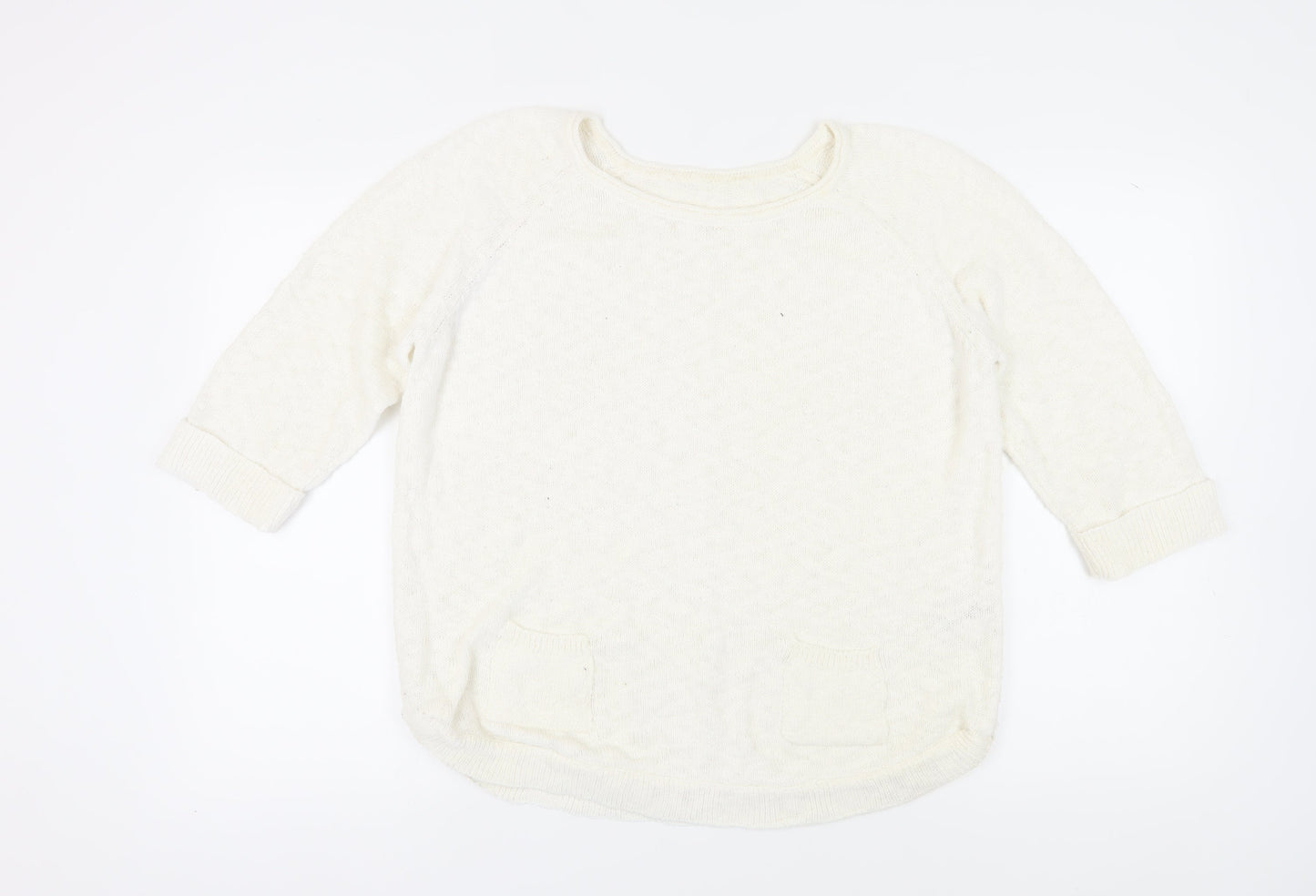 Wallis Women’s Ivory Pullover Jumper M Cotton Crew Casual