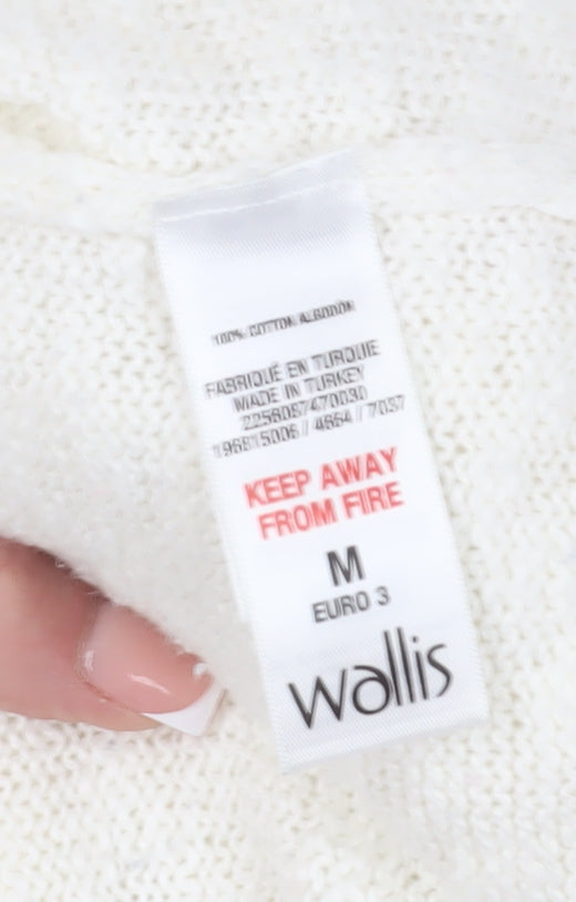 Wallis Women’s Ivory Pullover Jumper M Cotton Crew Casual