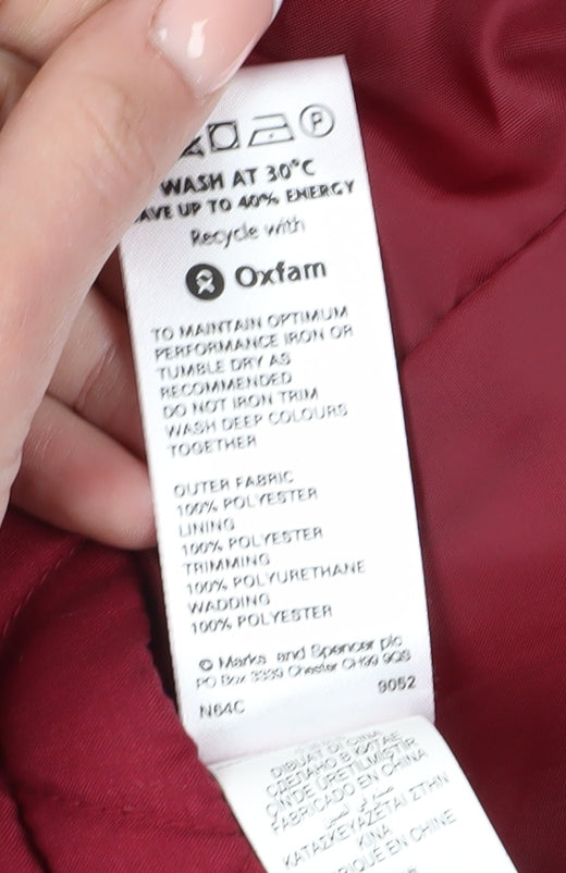 Marks and Spencer Women's Red Quilted Jacket Size 8