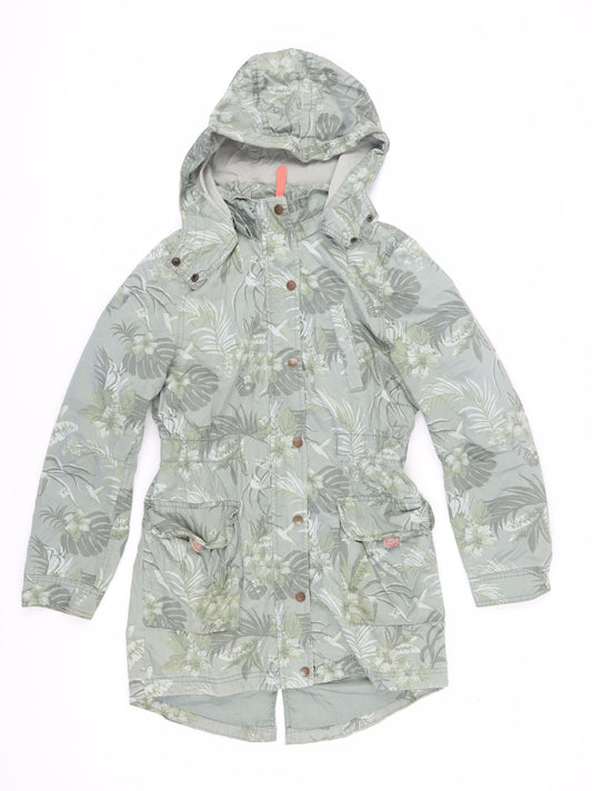 L.O.G.G. Girls Green Floral Parka Coat 11-12 Years