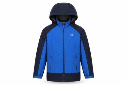 Front view of Regatta boys’ blue parka jacket 7 years winter hooded